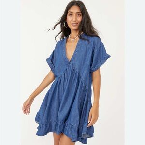 Pre-owned Free People Agnes Denim Dress Size S